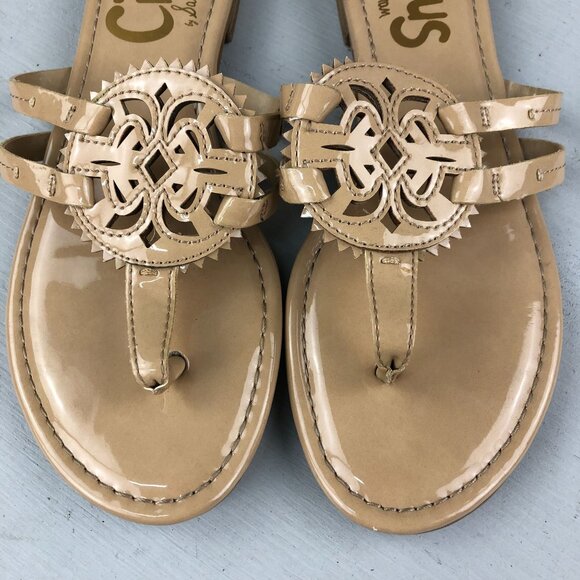 Circus Sam Edelman Women's Size 6.5 Canyon Tan Open Toe Medallion Flat Sandals - Picture 4 of 11